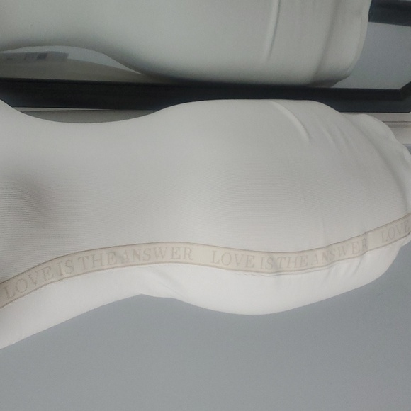 SPIRITUAL GANGSTER WHITE RIBBED LOVE IS THE ANSWER BODYCON LONG SLEEVES DRES - Picture 10 of 15